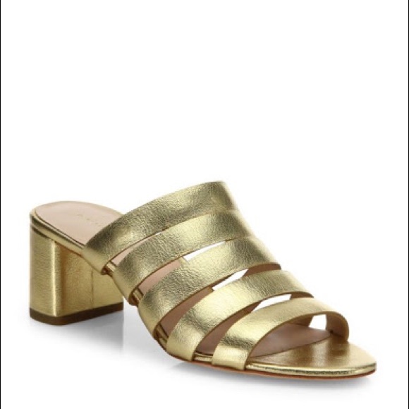 Loeffler Randall Shoes - Loeffler Randall Finley Gold Block Heel Mules 10.5